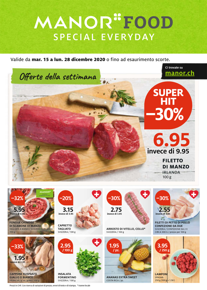 Offerte Manor Food Balerna valide dal 1° al 7 dicembre - Manor Balerna